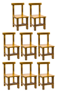 #S22 Bundle Sale, 8 PCs Pinewood Chairs in Distressed Natural Color